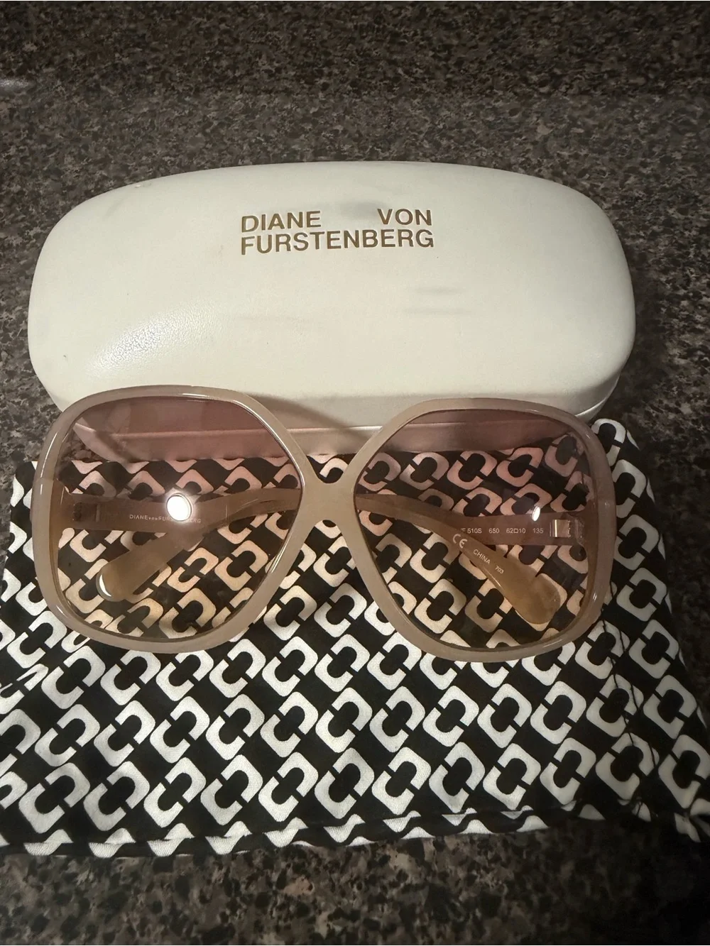 Diane Von Furstenberg Blush Pink Oversized Sunglasses